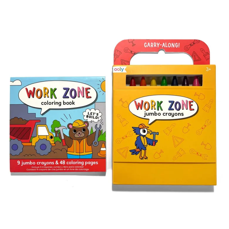 Ooly Crayons and Coloring Book - Work Zone - Carry Along