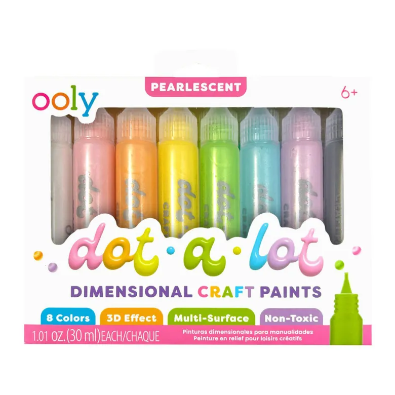 Ooly 3D Effect Dot Painting Set, Dot-a-Lot Pearlescent, 8 Pack