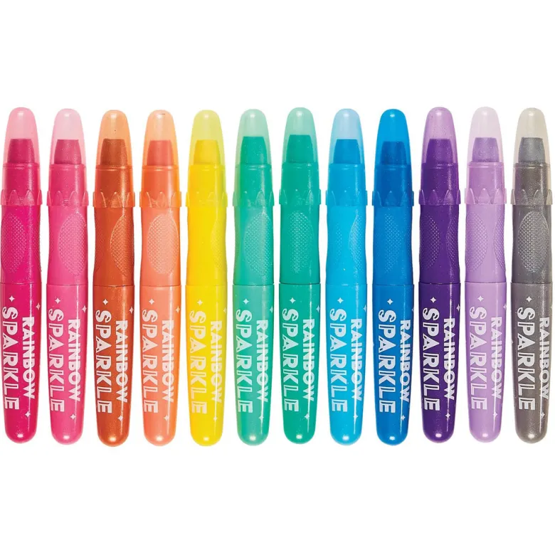 Ooly Gel Colour Crayons, Set of 12 – Rainbow Sparkle Watercolor Metallic