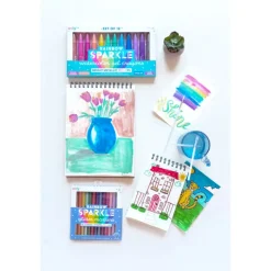 Ooly Gel Colour Crayons, Set of 12 – Rainbow Sparkle Watercolor Metallic
