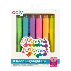 Ooly Highlighters Set of 6, Heart Pops Neon