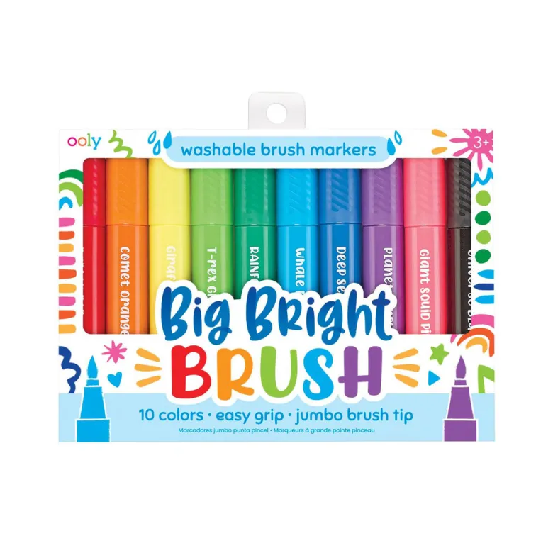 Ooly Jumbo Brush Markers 10-Pack, Washable - Big Bright Brush