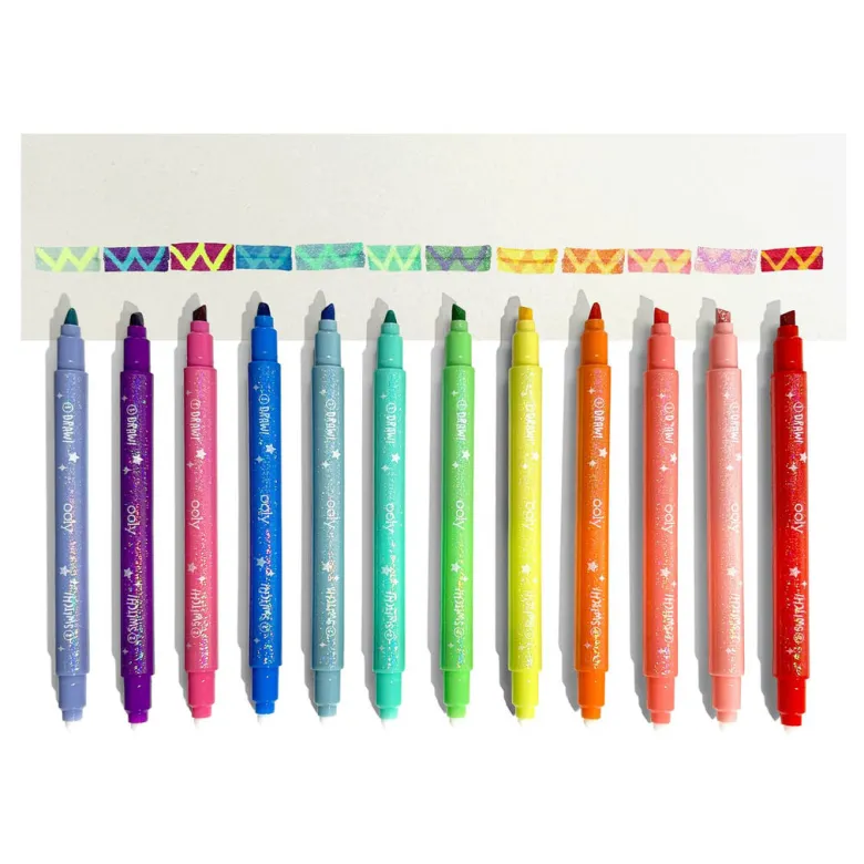 Ooly Magic Markers Set of 12, Switch-eroo Glitter