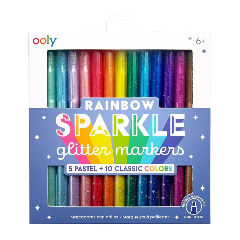 Ooly Rainbow Sparkle Glitter Markers, Set of 15