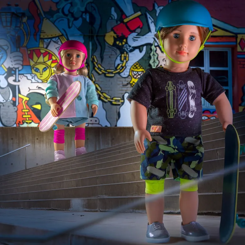 Our Generation dukke, Theodore m/ skateboard - 46 cm