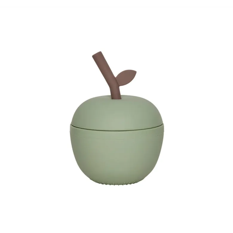 OYOY Æble Cup with Lid and Straw, Green