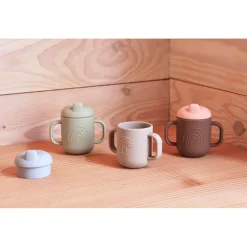 OYOY Kappu Cup, Children's Tableware, Set of 2 Cups - Clay/ Pale Mint