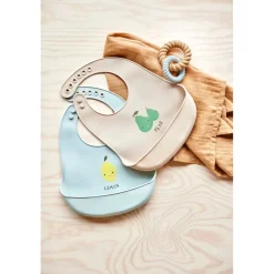 OYOY Yummy Silicone Bibs with Pocket, Set of 2 – Minty/Camel