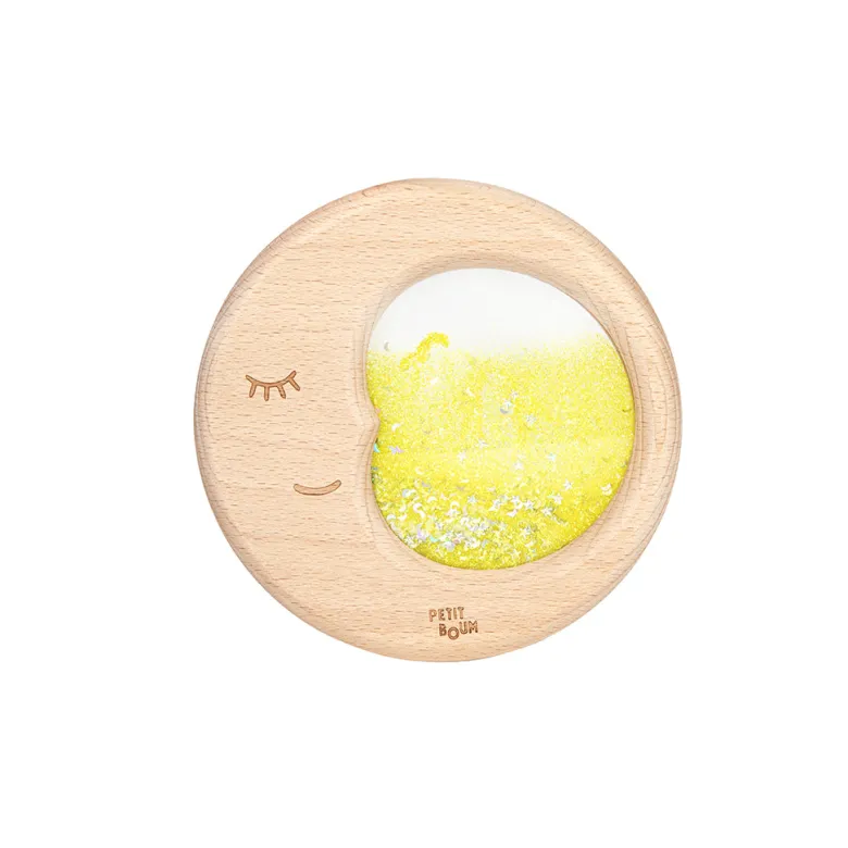 Petit Boum Sensory Toy, Wooden Moon with Liquid and Glitter – Sensory Moon