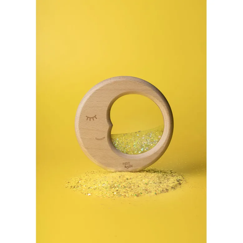 Petit Boum Sensory Toy, Wooden Moon with Liquid and Glitter – Sensory Moon