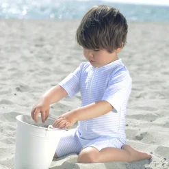 Petit Crabe UV Suit with Zipper, Natsu, Baby Blue/White – For ages 0 to 8 years