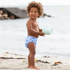 Petit Crabe UV Swim Diaper Pants, Leo Blue Fish - Ages 0-3 Years