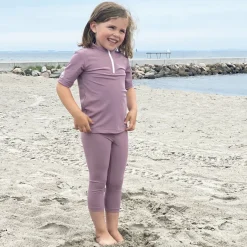 Petit Crabe UV Swim Shirt with Zipper and Short Sleeves, Max, Heather - Ages 1-10