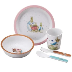 Petit Jour Paris, Peter Kanin Children's Dinnerware Gift Set with 5 Pieces - Red