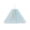 Pink Rose Ceiling Lamp with Folded Paper Shade - 32 cm - White with Light Blue Stripes