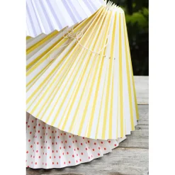 Pink Rose Ceiling Lamp with Folded Paper Shade - 32 cm - White with Light Blue Stripes