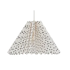 Pink Rose Ceiling Lamp with Hand-Folded Paper Shade – 32 cm – Beige with Black Dots