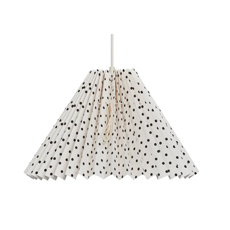 Pink Rose Ceiling Lamp with Hand-Folded Paper Shade – 32 cm – Beige with Black Dots