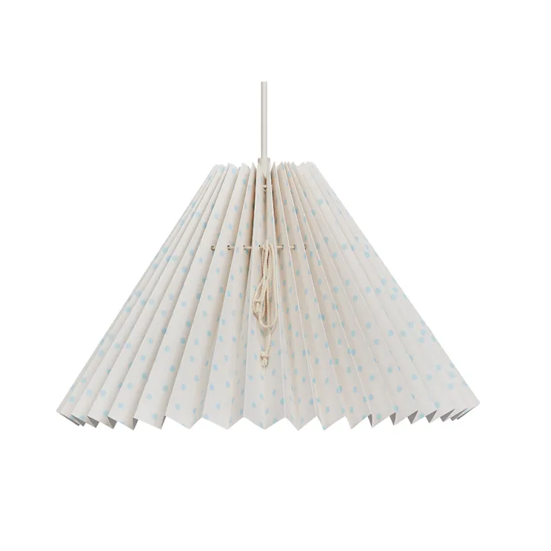 Pink Rose Ceiling Lamp with Folded Paper Shade - 32 cm - Beige with Light Blue Dots