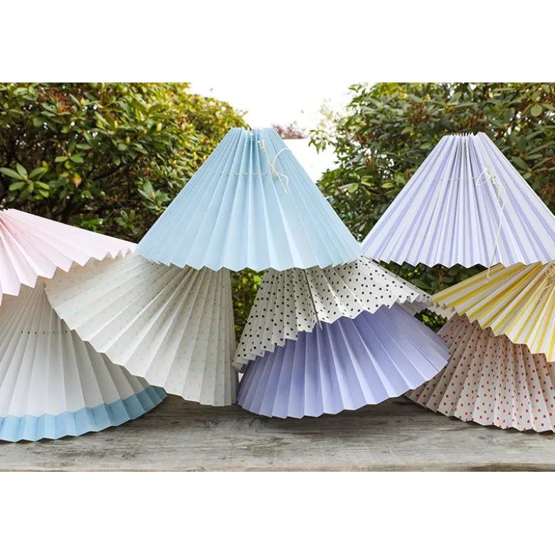 Pink Rose Ceiling Lamp with Folded Paper Shade - 32 cm - Beige with Light Blue Dots