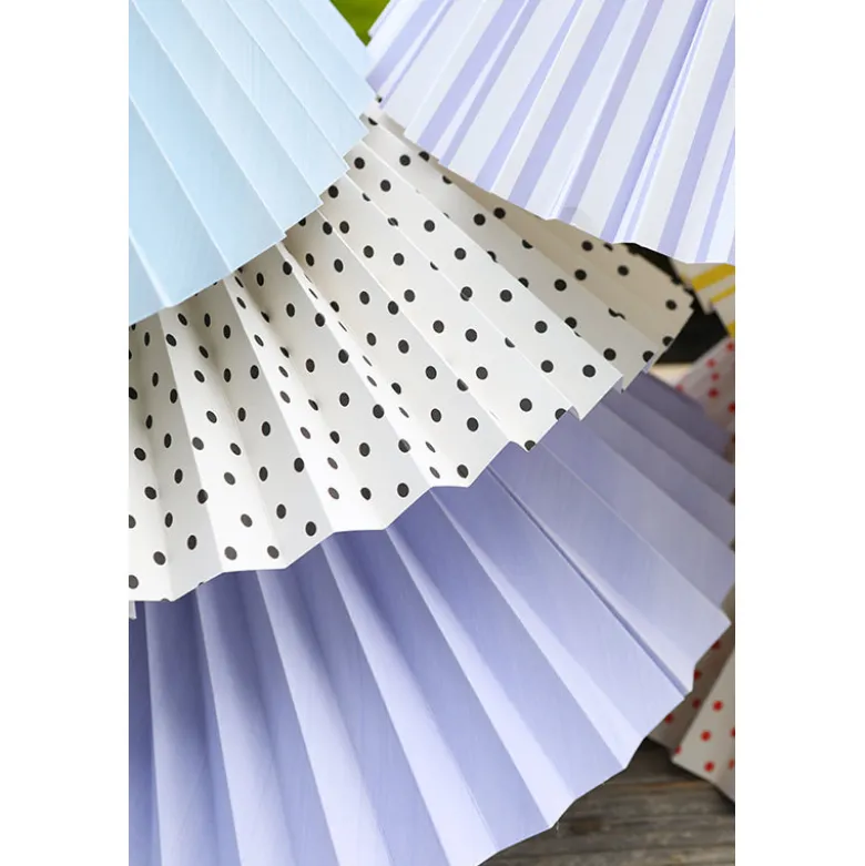 Pink Rose Ceiling Lamp with Folded Paper Shade - 32 cm - Beige with Light Blue Dots