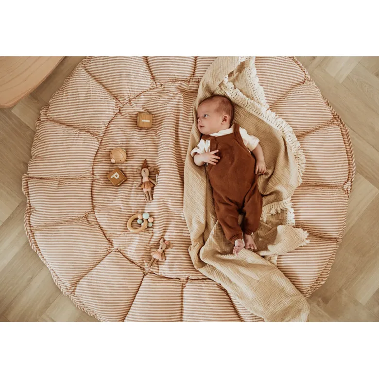 Play&Go Bloom, 3-in-1 Baby Blanket, Organic - Stripes Brown