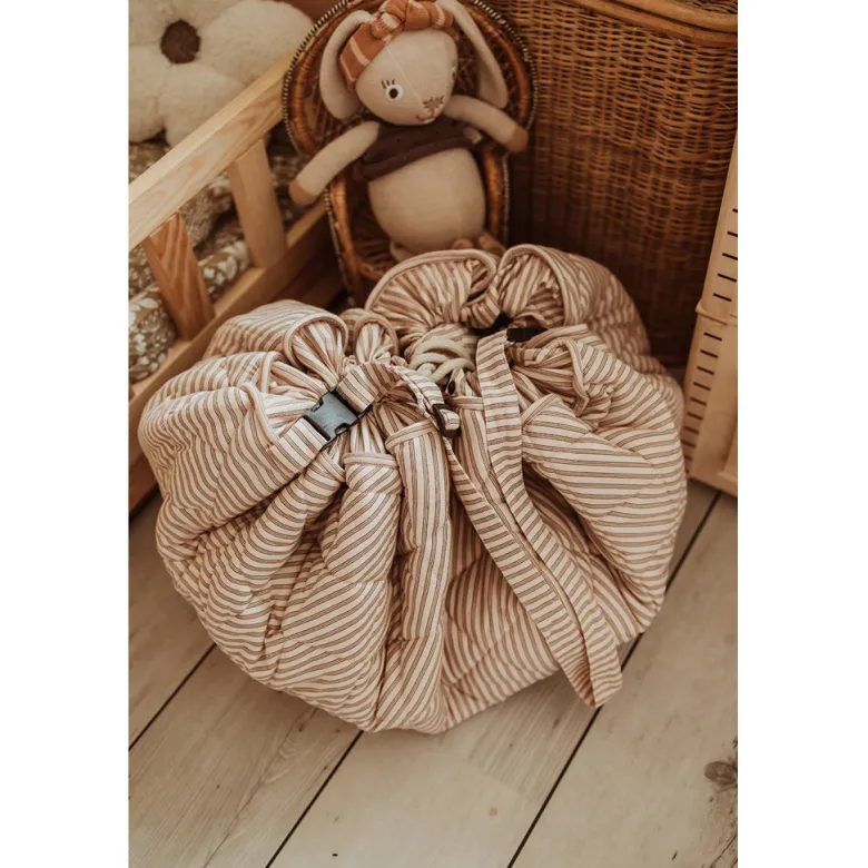 Play&Go 2-in-1 Baby Blanket, Organic - Stripes Brown