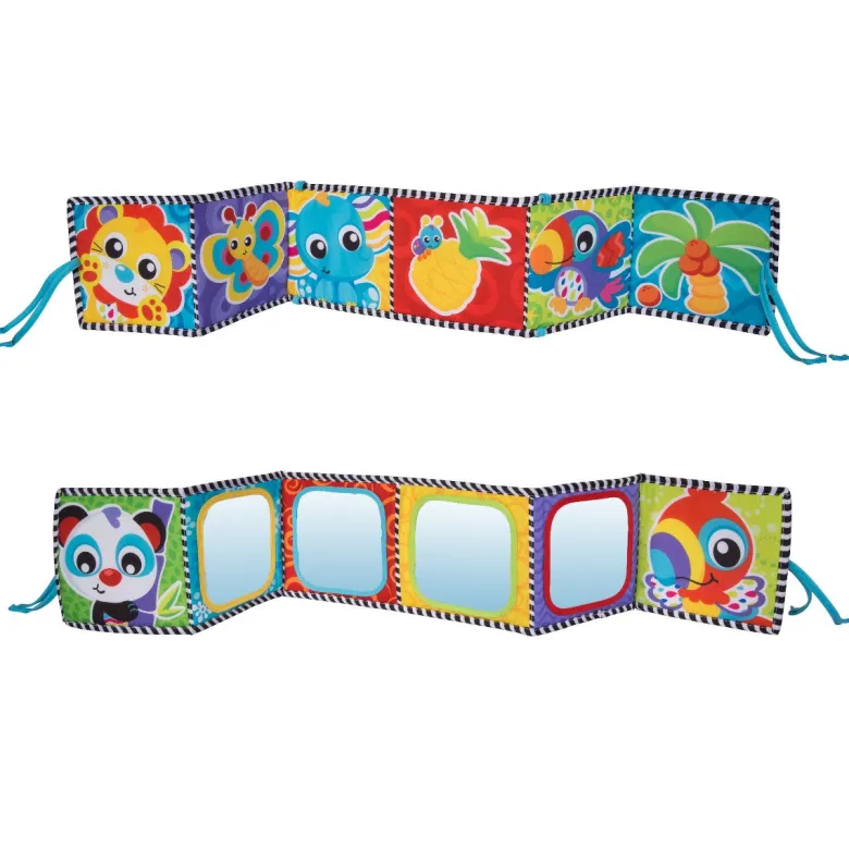 Playgro Activity Toy: Reversible Tummy Time Fabric Book with Mirror