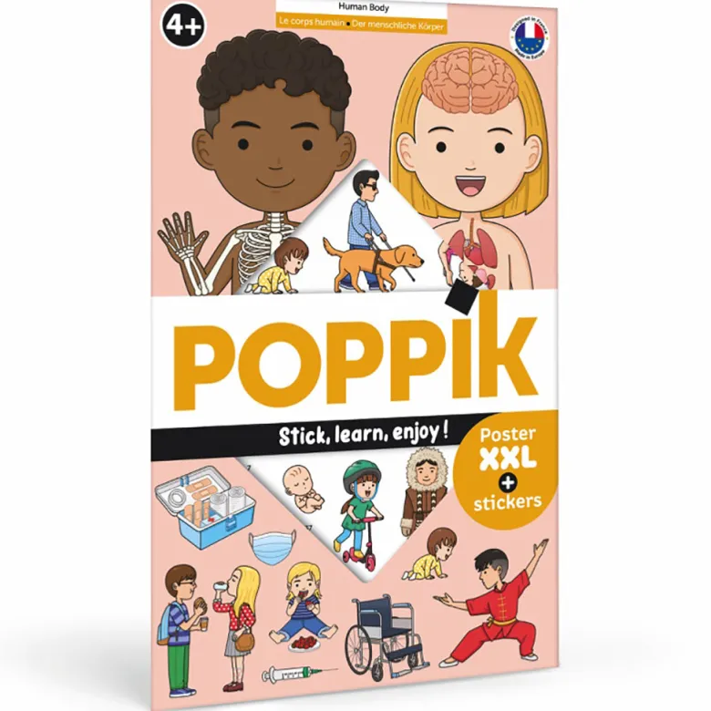 Poppik Paper Sticker Mosaic, Educational Poster with 48 Stickers – The Human Body