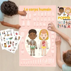 Poppik Paper Sticker Mosaic, Educational Poster with 48 Stickers – The Human Body