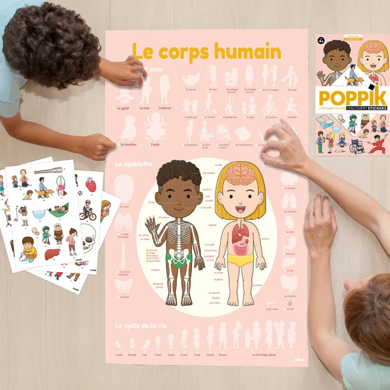 Poppik Paper Sticker Mosaic, Educational Poster with 48 Stickers – The Human Body