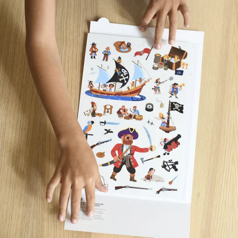 Poppik Paper Sticker Mosaic, Mini Poster and 30 Stickers – Pirate