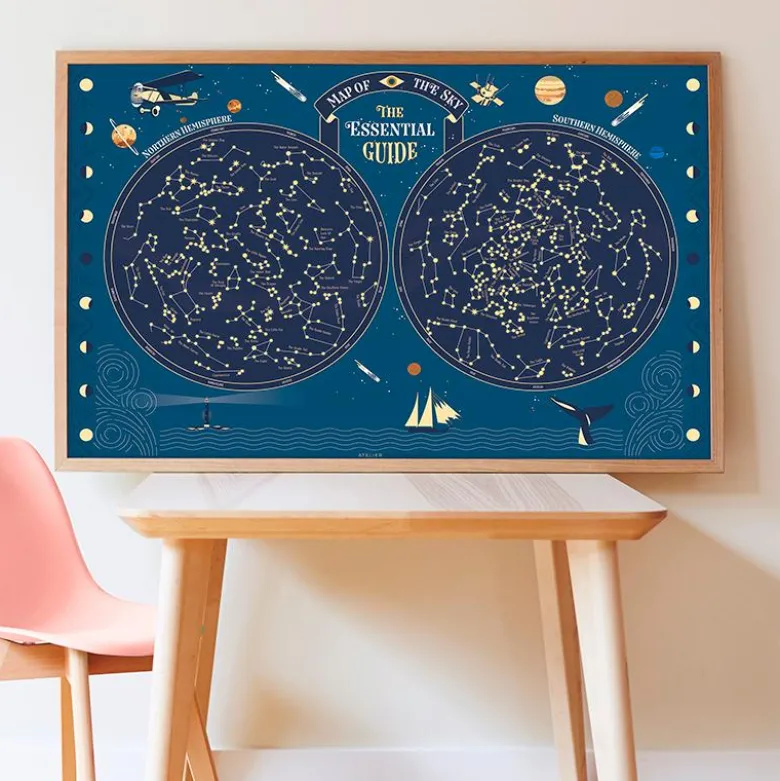 Poppik Sticker Mosaic on Paper, Poster and 640 Stickers, Glow in the Dark - Sky Map
