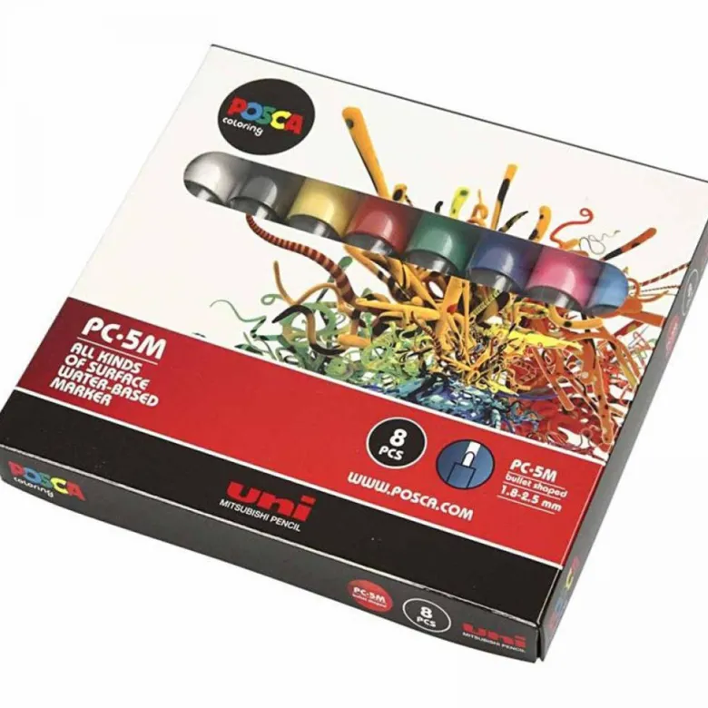 Posca Markers, 2.5 mm Tip - Set of 8