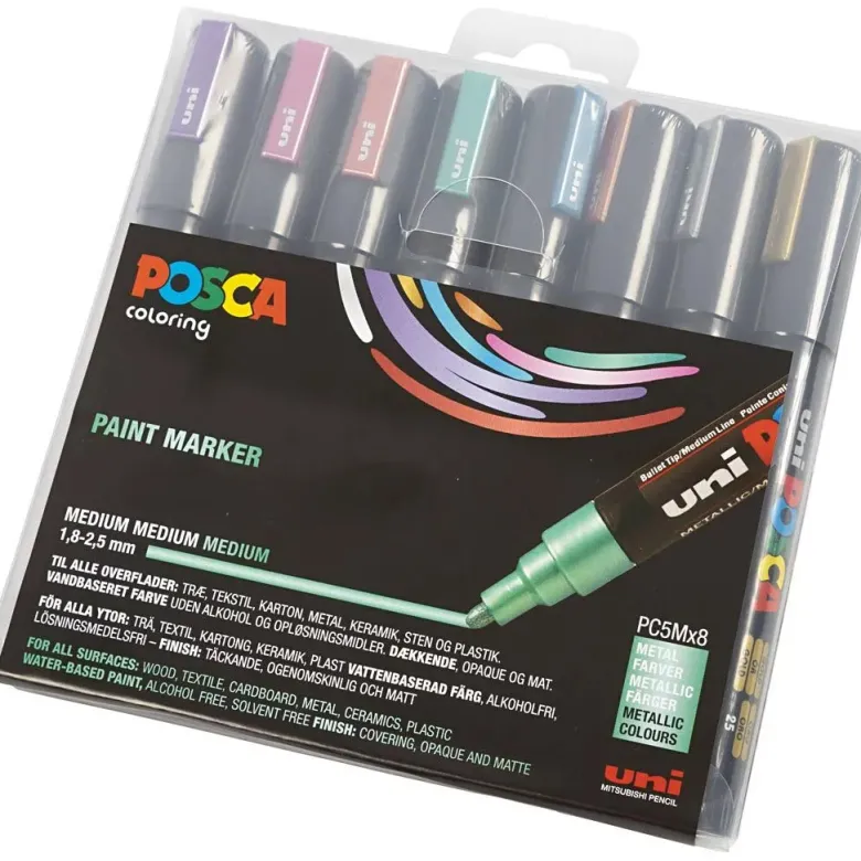 Posca Markers, 2.5 mm Tip - Set of 8 Metallic