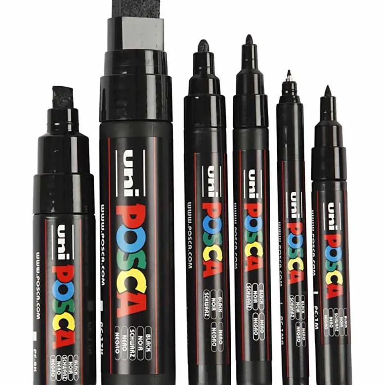 Posca Markers, Set of 6, Line Width 0.7-15 mm - Black