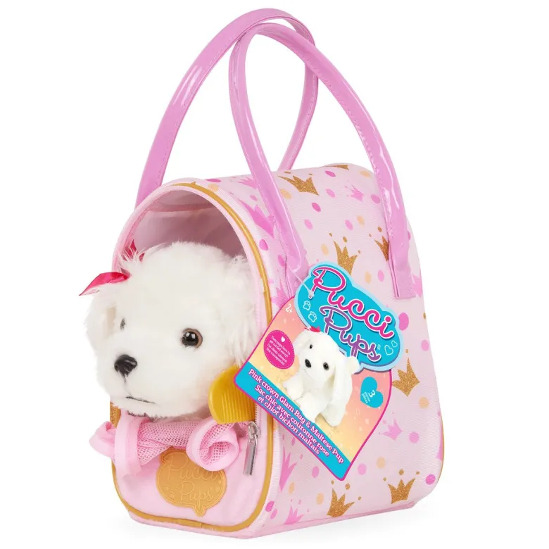 Pucci Pups Dog in Bag with Crown Pattern