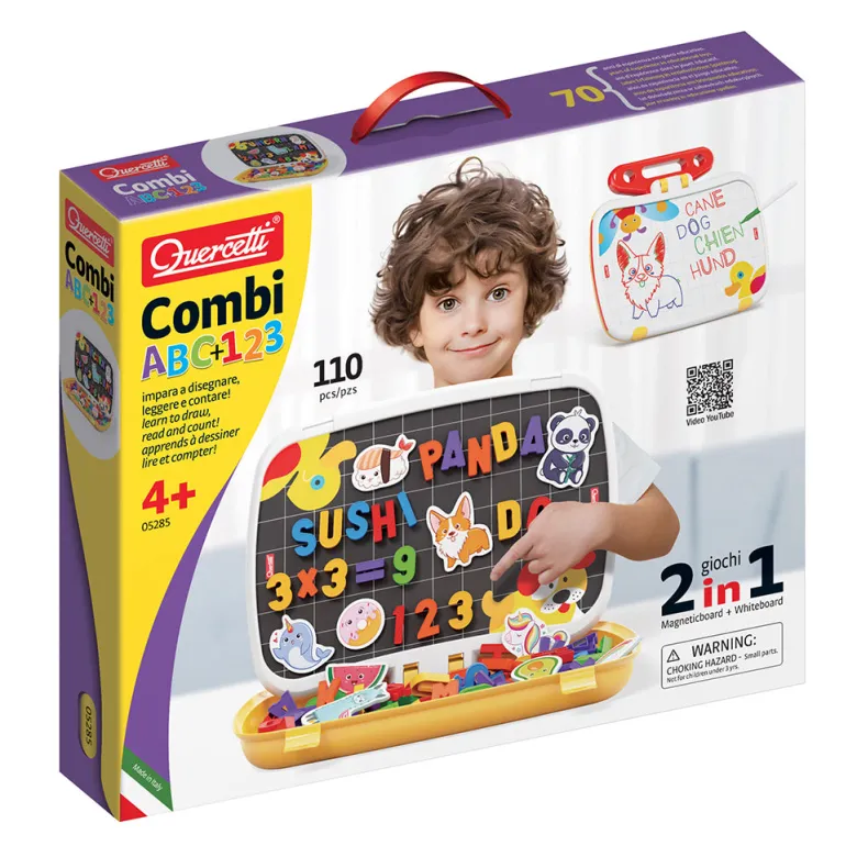 Quercetti Magnetic Board, Set with Letters and Numbers
