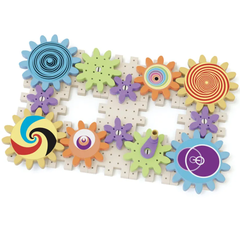 Quercetti PlayEco+ Kaleido Gears construction set with gears made from recycled plastic