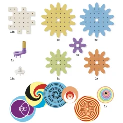 Quercetti PlayEco+ Kaleido Gears construction set with gears made from recycled plastic