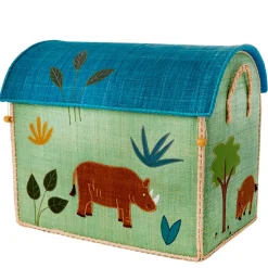 RICE Basket House for Storage, Jungle Theme – Blue