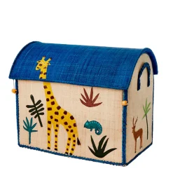 RICE Basket House for Storage, Jungle Theme – Blue