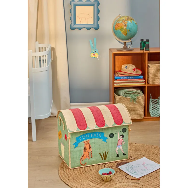 Rice Basket House for Storage, Blue - Fun Fair Theme