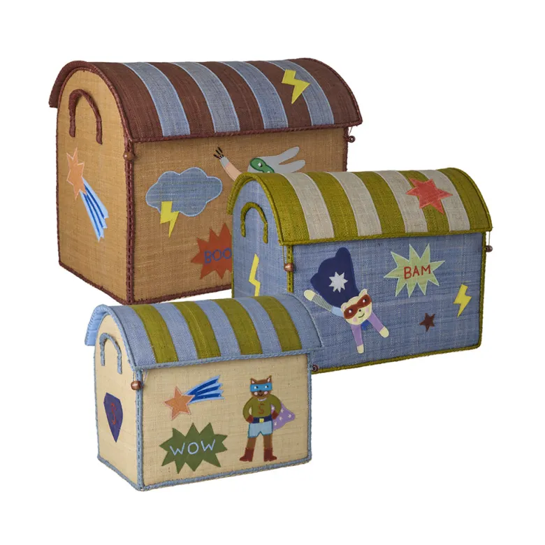 Rice Basket House for Storage, Natural – Hero Theme Blue