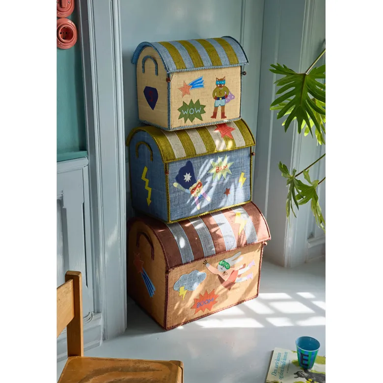 Rice Basket House for Storage, Natural – Hero Theme Blue
