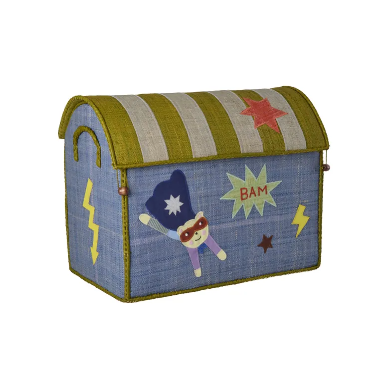 Rice Basket House for Storage, Natural – Hero Theme Blue