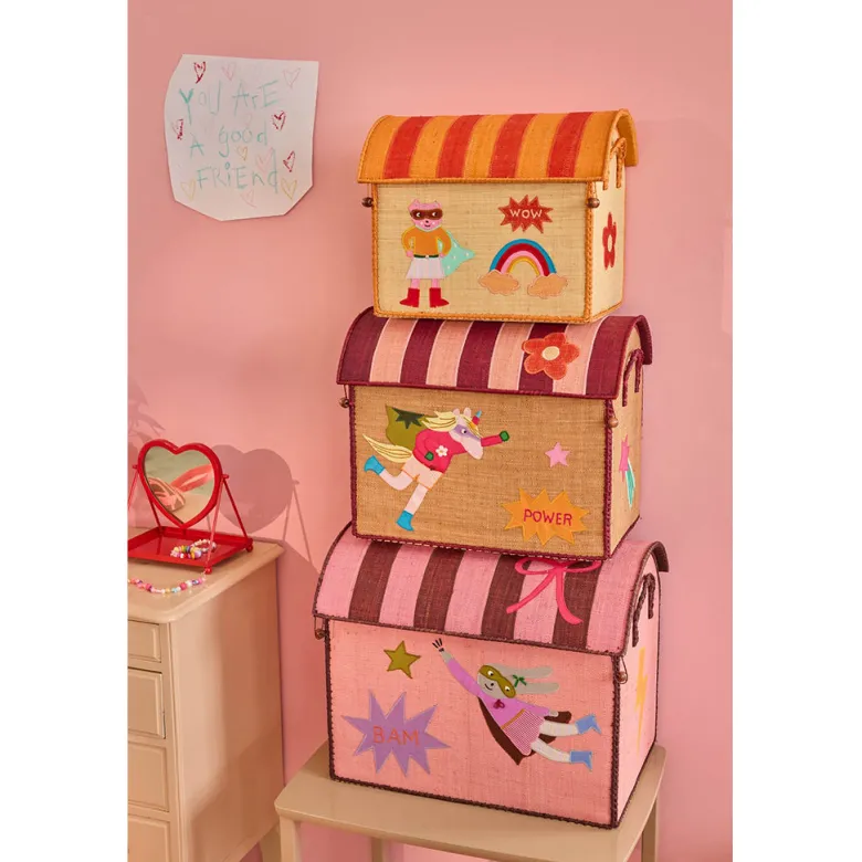 Rice Basket House for Storage, Natural - Hero Theme Pink