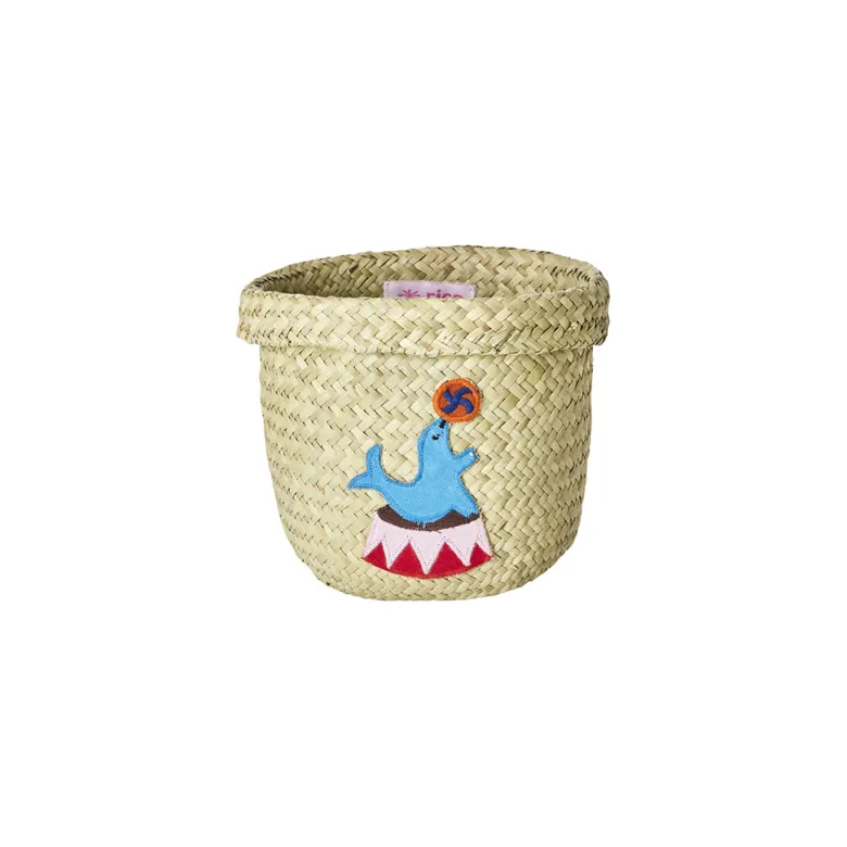 Rice Basket, Small Round Raffia Storage Basket, Natural - Circus