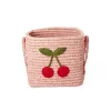 Rice Basket, Square, Small - Pink Big Cherry