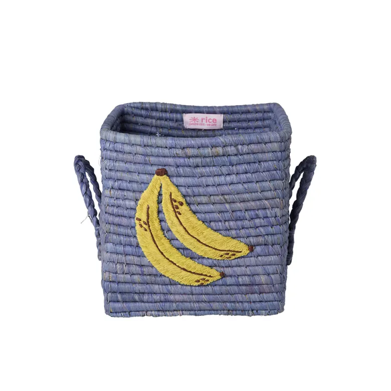 Rice Basket with Banana Motif, Blue